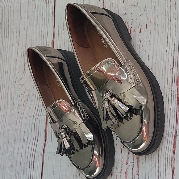 MARC FISHER Johnie Metallic Gray Loafers with Tassels Women's Size 7.5 - Picture 4 of 11